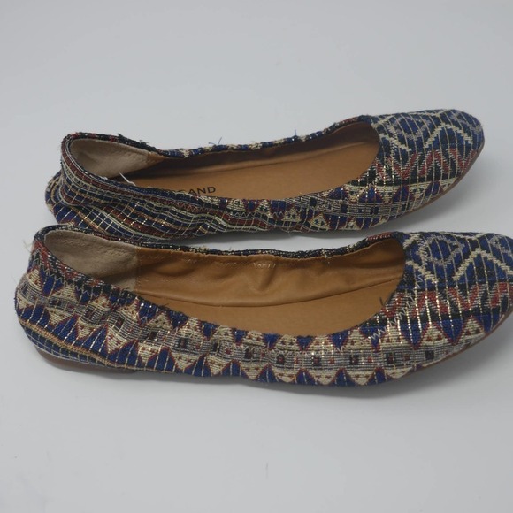 𝅺LUCKY Brand Emmie Aztec Metallic Printed Flats Size 9.5 NWOB - Picture 3 of 9